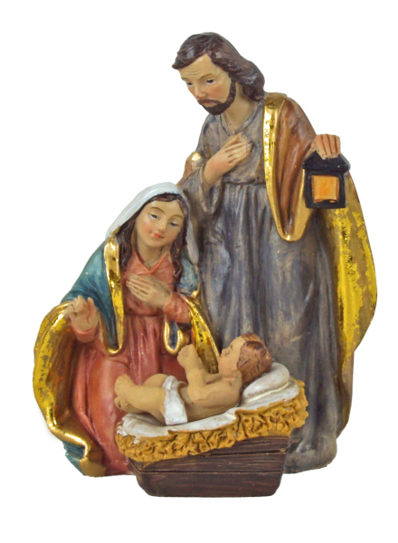 Preview: Erlesenes Krippenfiguren-Set 75012– Die Heilige Familie mit Ochse, Esel und Schafen